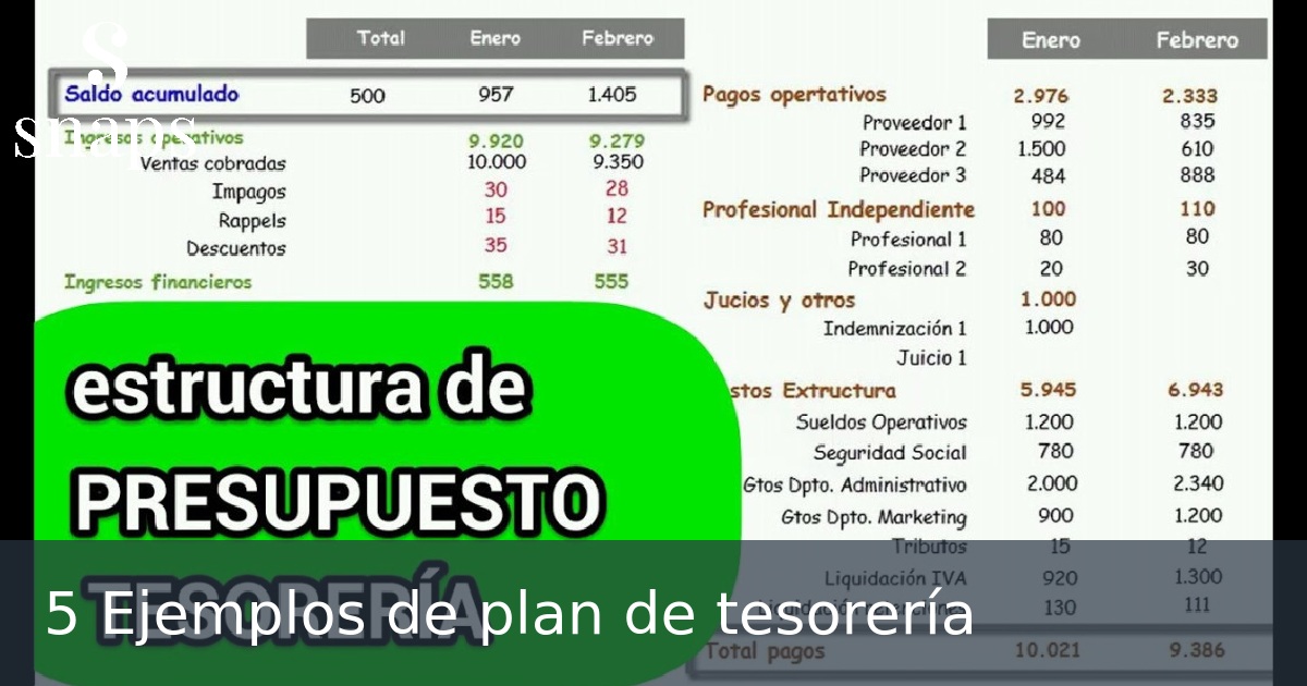 5 Ejemplos de plan de tesorería