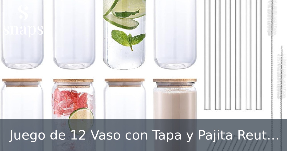Juego de 12 Vaso con Tapa y Pajita Reutilizable