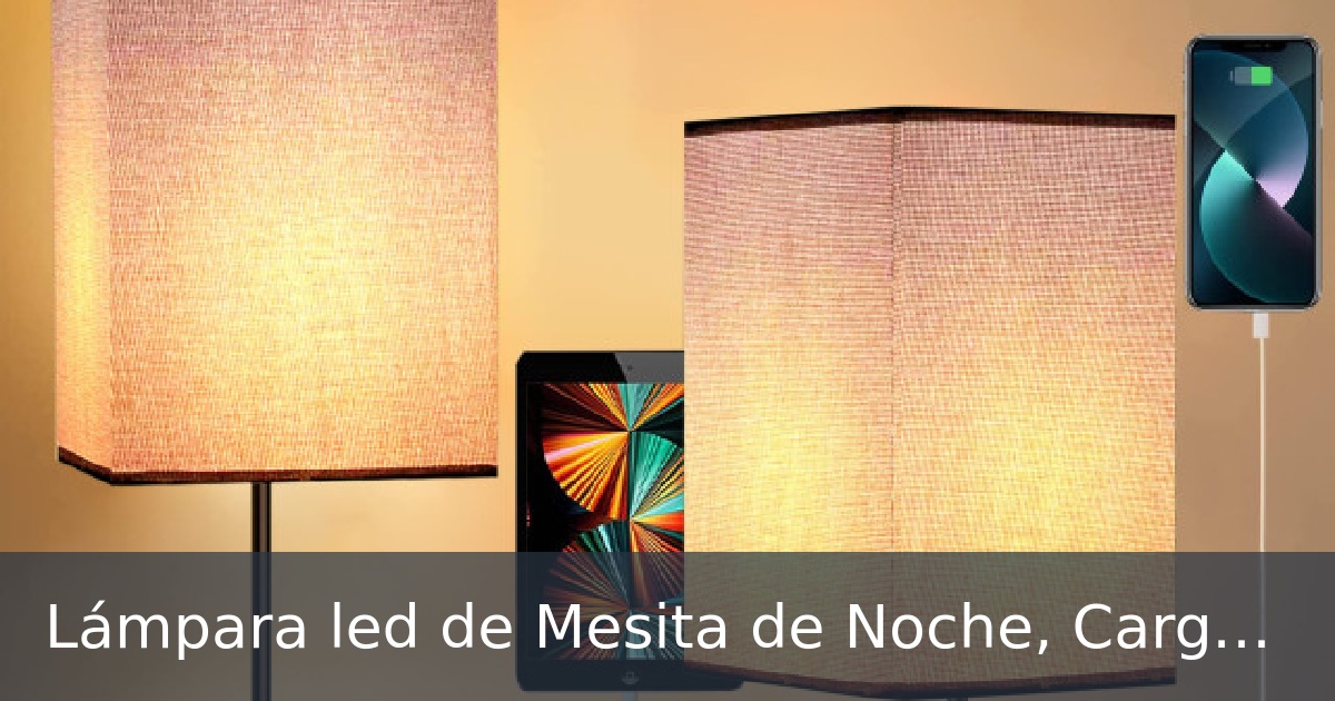 Lámpara led de Mesita de Noche, Cargador Inalámbrico 15W y USB