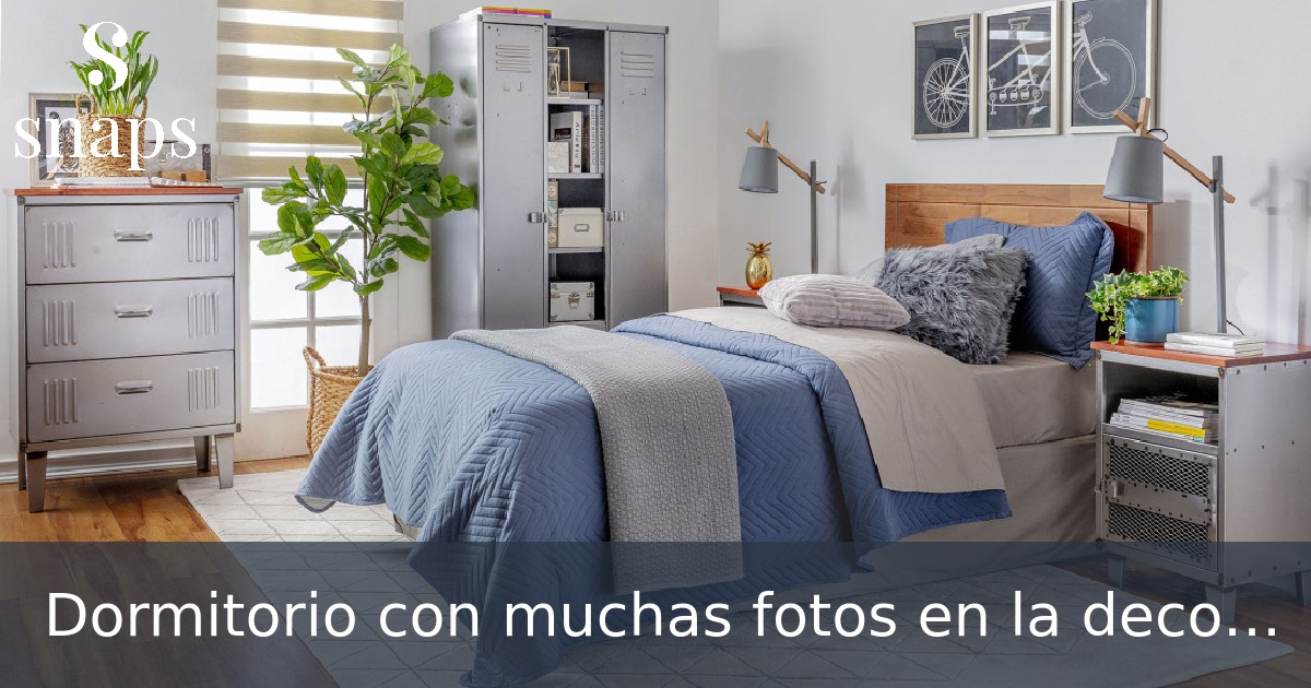 Dormitorio con muchas fotos en la decoracion
