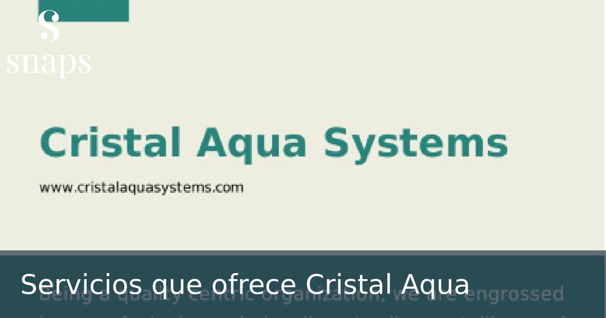 Servicios que ofrece Cristal Aqua