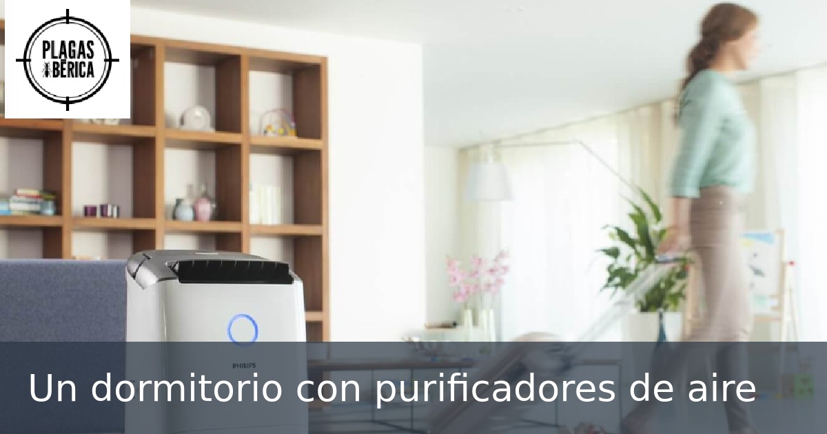 Un dormitorio con purificadores de aire